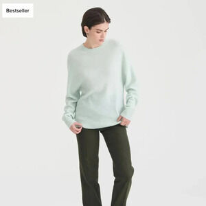 Naadam Reversible Sweater Cashmere Mint Green Crew 100% Cashmere Small